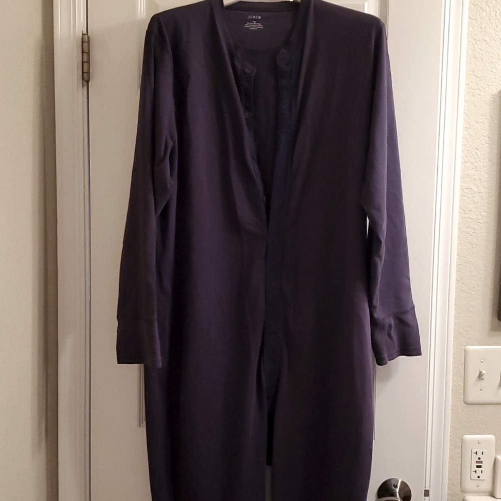 J. Crew Mens One Piece Pajama Loungewear Sz Large Cotton Navy Stretchy